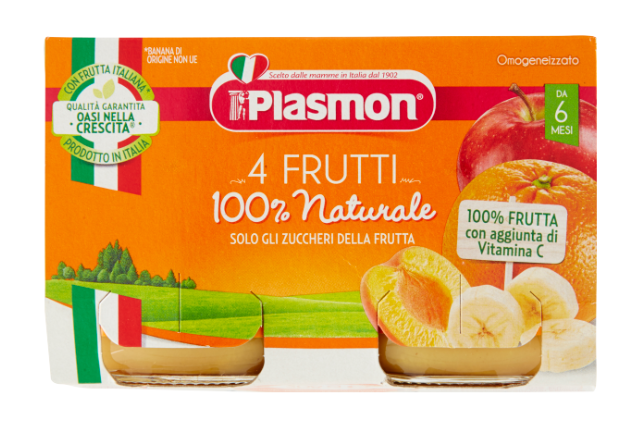 Plasmon Four Fruits Puree (12x2x104g) | wholesale | Delicatezza