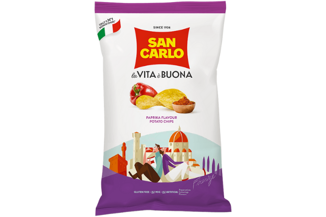 San Carlo Paprika Flavour Crisps (20x50g) | Wholesale | Delicatezza