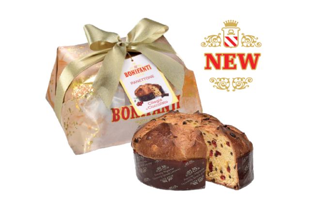 Bonifanti Cherry & Chocolate Panettone Hand Wrapped (1Kg) | Wholesale | PDP | Delicatezza
