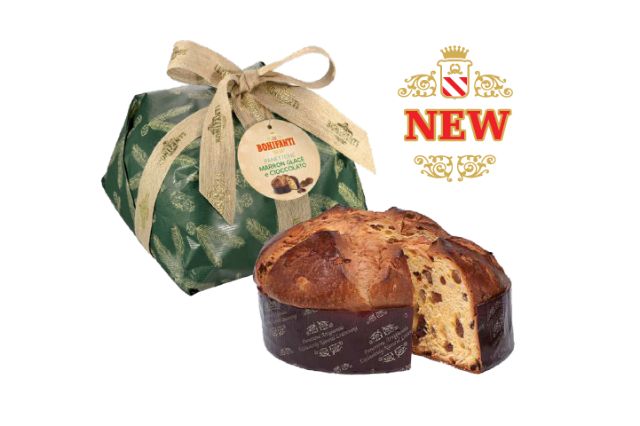 Bonifanti Marron Glace & Chocolate Panettone Kraft Retro Hand Wrapped (750g) | Wholesale | PDP | Delicatezza