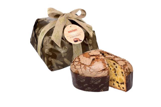 Bonifanti Hazelnut Glazed Panettone with Chocolate Pieces Kraft Retro Hand Wrapped (1kg) | Wholesale | PDP | Delicatezza