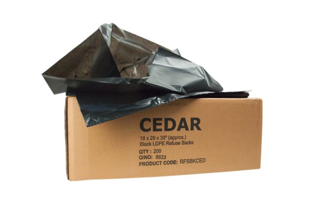 Black Refuse Sack Bin Liners 18×29×39mm – Heavy Duty (Pack of 200) | Wholesale | PDP | Delicatezza