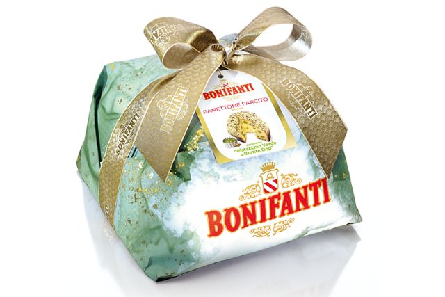 Bonifanti Pistachio Panettone - Hand Wrapped (850g)  | Wholesale | Delicatezza