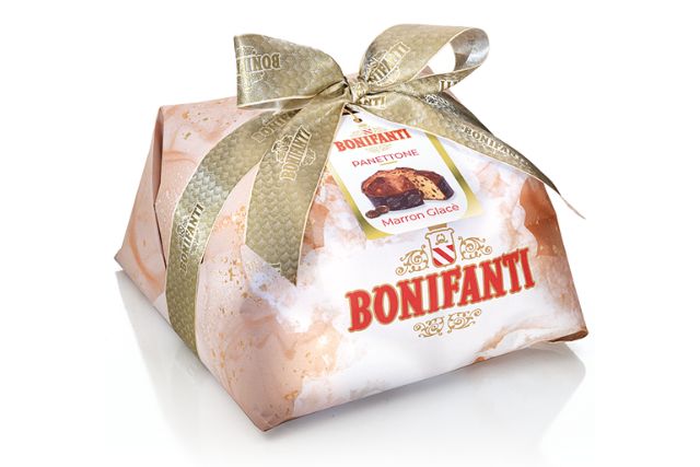 Bonifanti Sweetened Chestnuts Panettone - Hand Wrapped (1kg) | Wholesale | Delicatezza