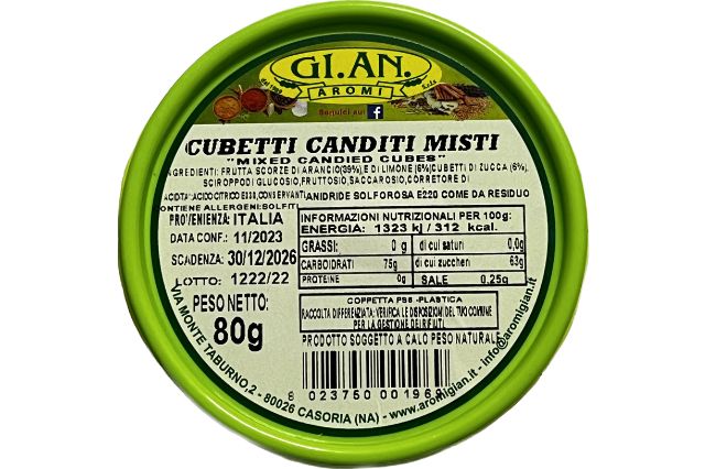 Gi. An. Aromi Mixed Candied Fruit Cubes (24x80g) | Special Order | PDP | Delicatezza