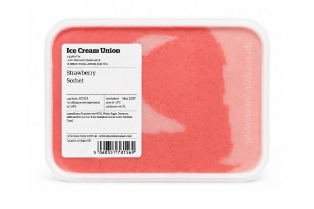 Ice Cream Union Frozen Strawberry Sorbet (Vegan) (2l) | Wholesale | PDP | Delicatezza