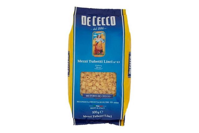 Mezzi Tubetti Lisci No.63 De Cecco (24x500g) | Delicatezza | Wholesale