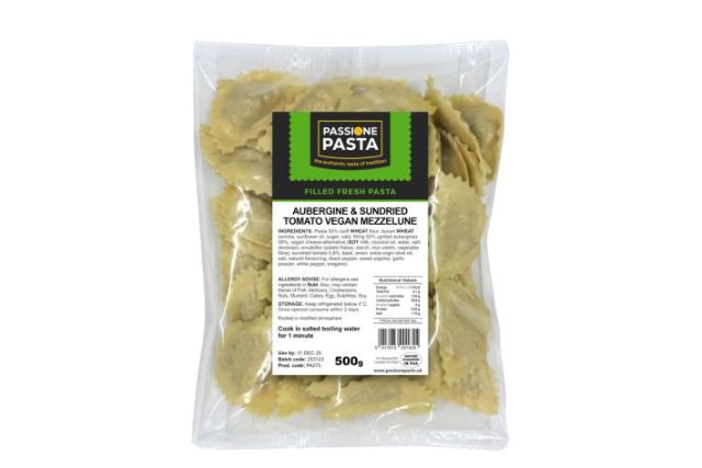 Passione Pasta Fresh Mezzelune with Aubergine & Sundried Tomato (500g) | Wholesale | Delicatezza