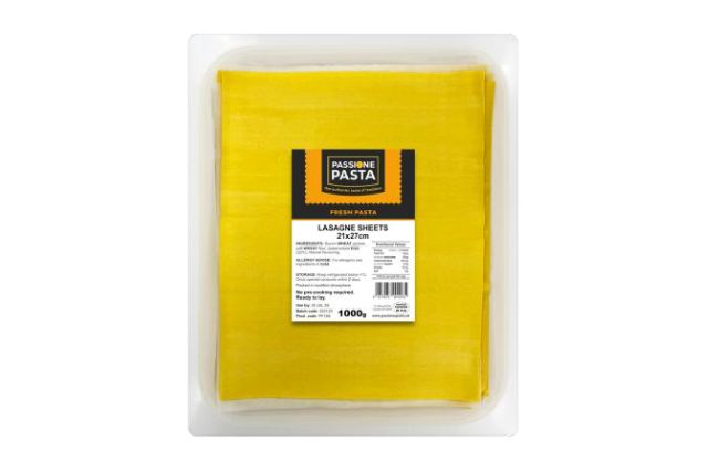 Passione Pasta Fresh Egg Lasagne Sheets 21x27cm (1Kg) | Delicatezza