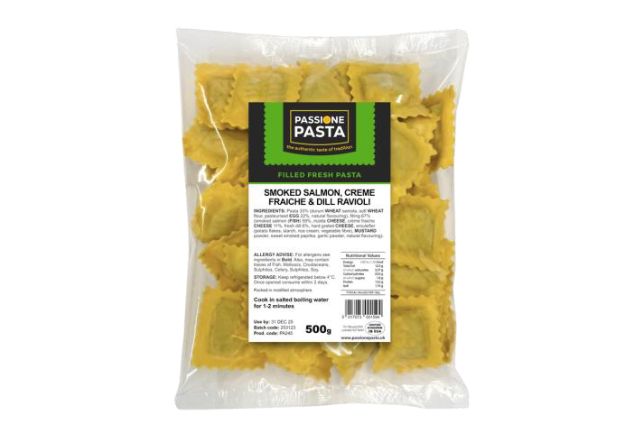 Passione Pasta Fresh Ravioli with Smoked Salmon, Creme Fraiche & Dill (500g) | Delicatezza