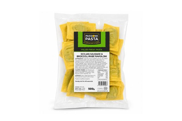 Passione Pasta Fresh Ravioloni Sicilian Sausage & Broccoli Rabe (500g) | Wholesale | PDP | Delicatezza